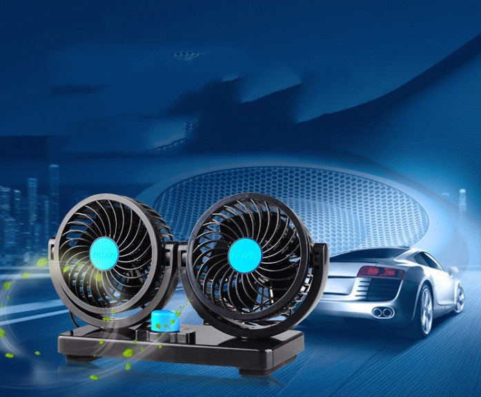 Car Fan Portable Fan Creative Mini Fan 4 double Head 360 Degree Rotary Large Wind Fan