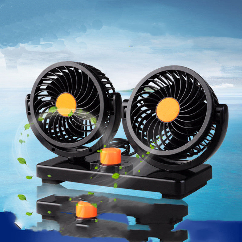 Car Fan Portable Fan Creative Mini Fan 4 double Head 360 Degree Rotary Large Wind Fan