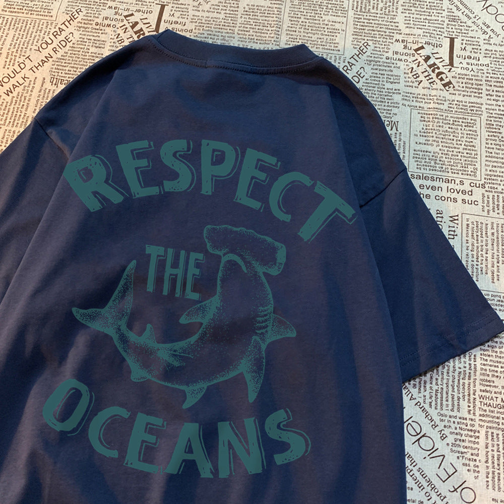 Respect The Oceans Print Men T Shirts