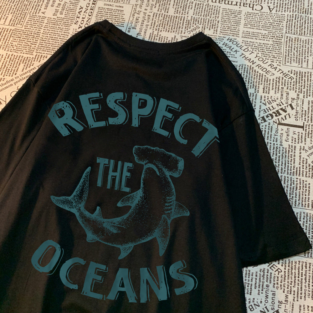 Respect The Oceans Print Men T Shirts