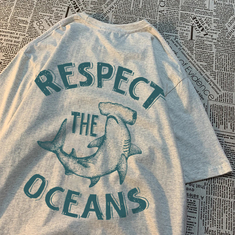 Respect The Oceans Print Men T Shirts