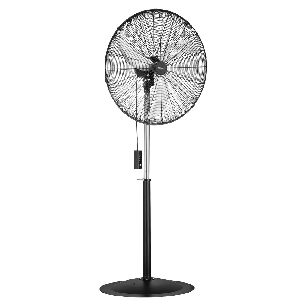 Industrial Pedestal Fan, 30 Inch 85-Degree Oscillating Fan, Height Adjustable Standing Fans With 3 Adjustable Speeds, High Power Fans For Warehouse,Garage,Commercial, Black