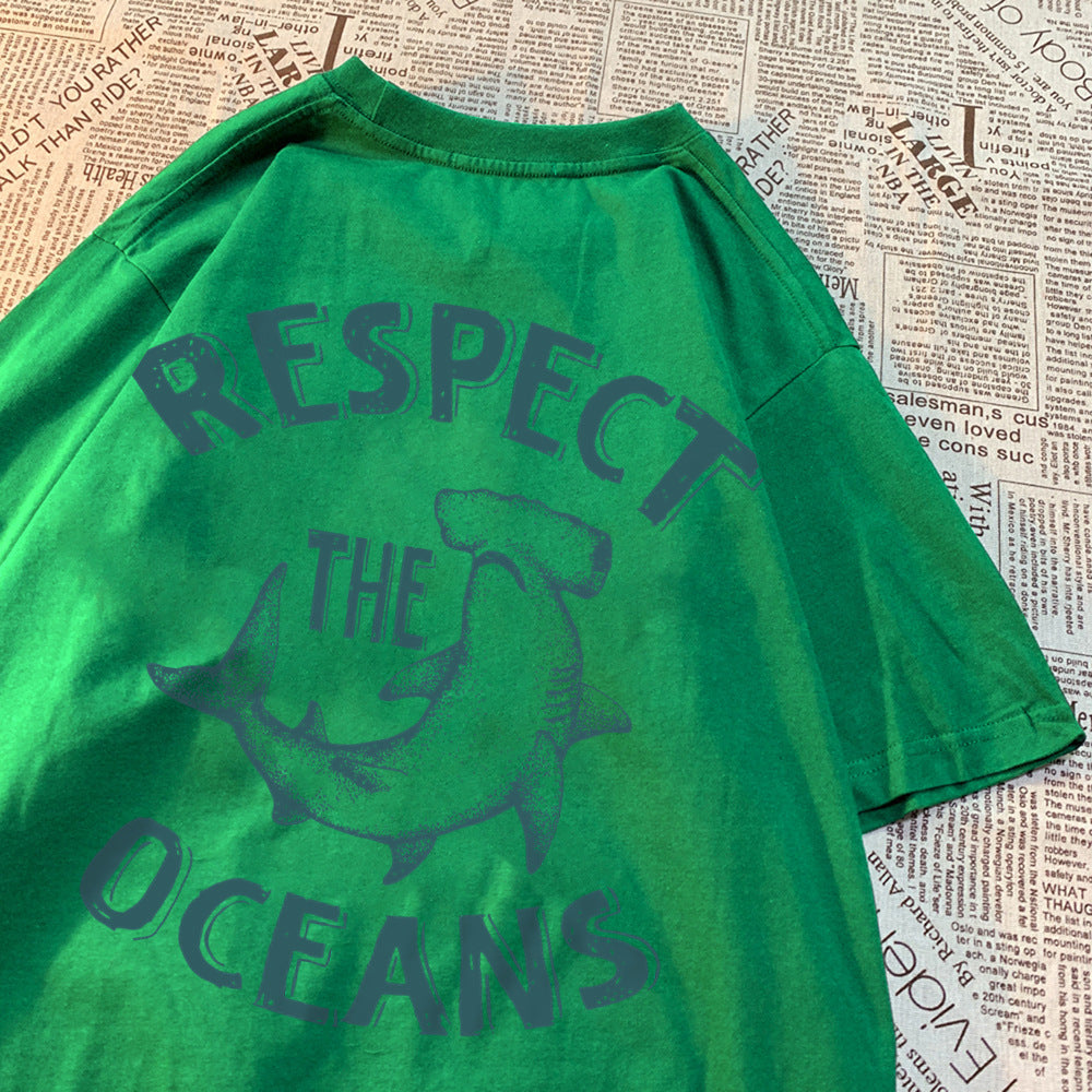 Respect The Oceans Print Men T Shirts