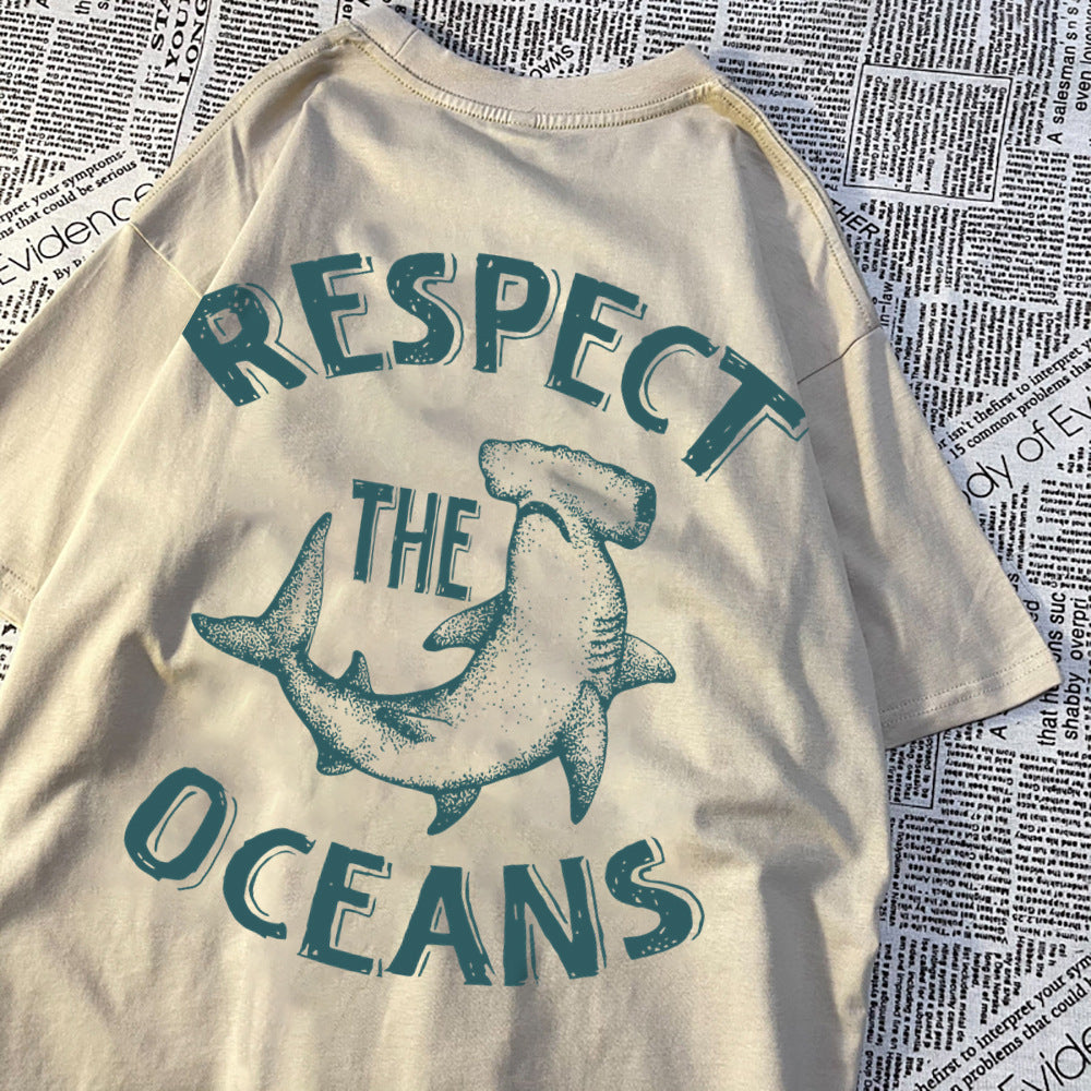 Respect The Oceans Print Men T Shirts